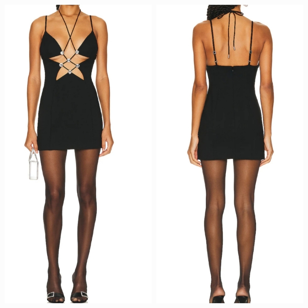 Area Star Cut Out Elegant Black Mini Dress